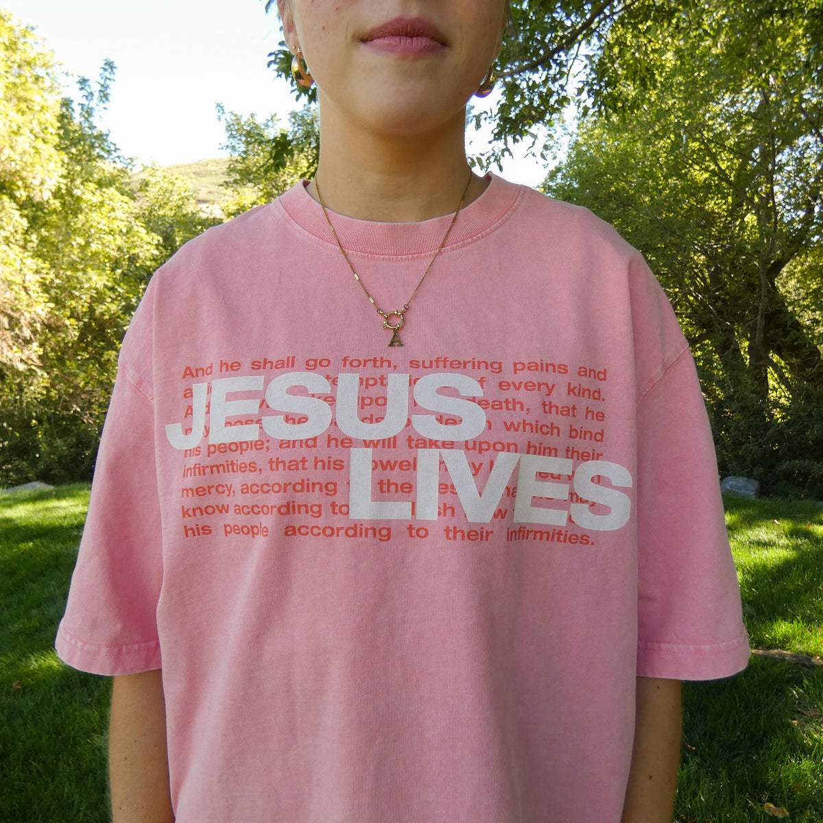 Jesus Lives Boxy Tee - Salmon